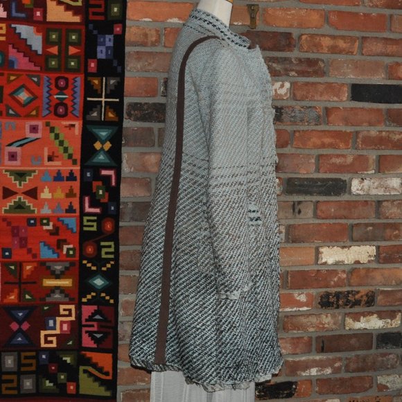 Strenesse Gabriele Strehle Wool Tweed Woven Wool Blend Midi Dress Pea Coat 40 - Picture 5 of 13